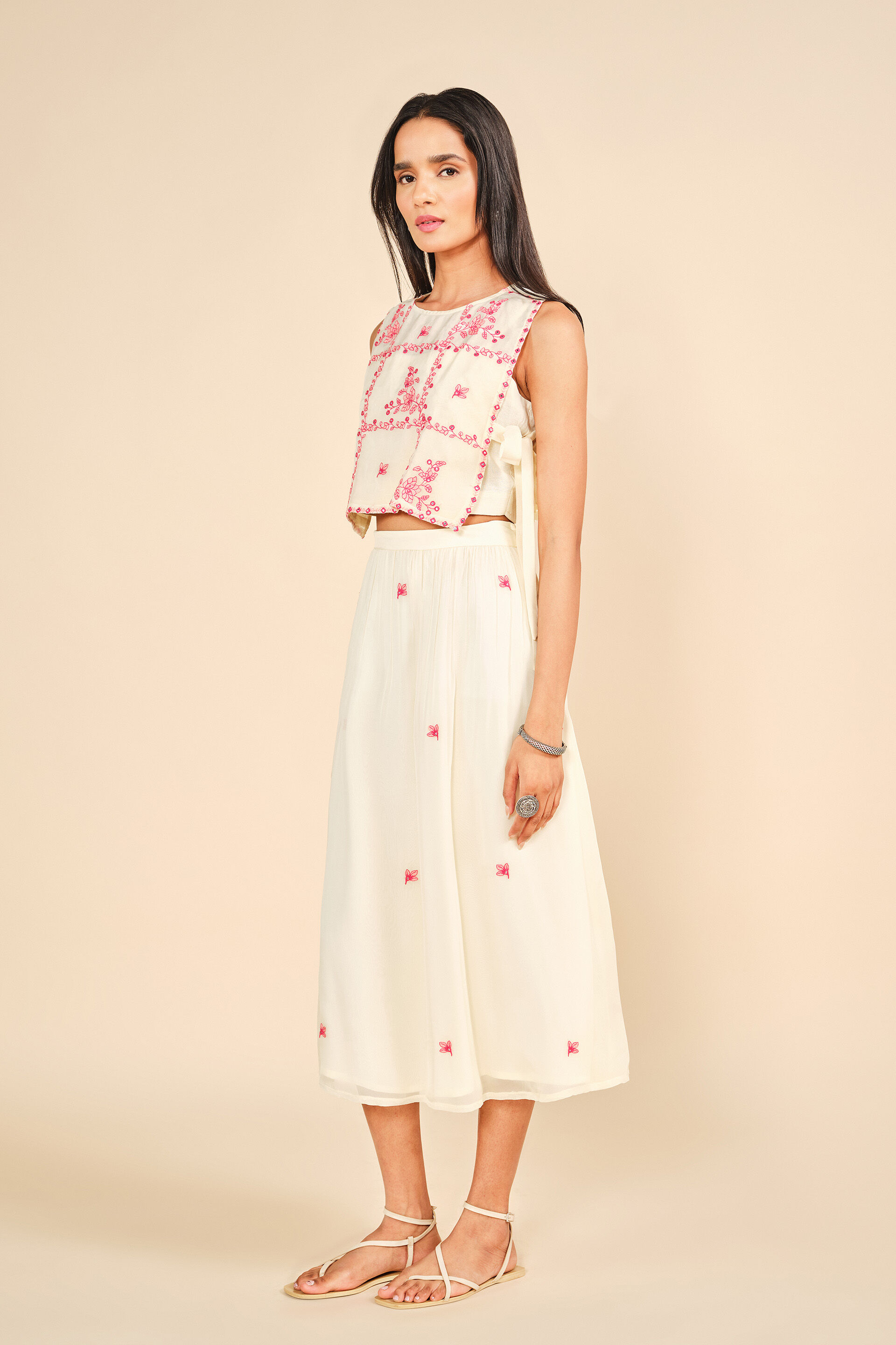 Khushnoor Skirt Set, Off White, image 2